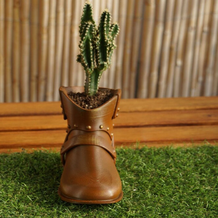 Resin Cowboy Boot Planter or Flower Arrangement Vase