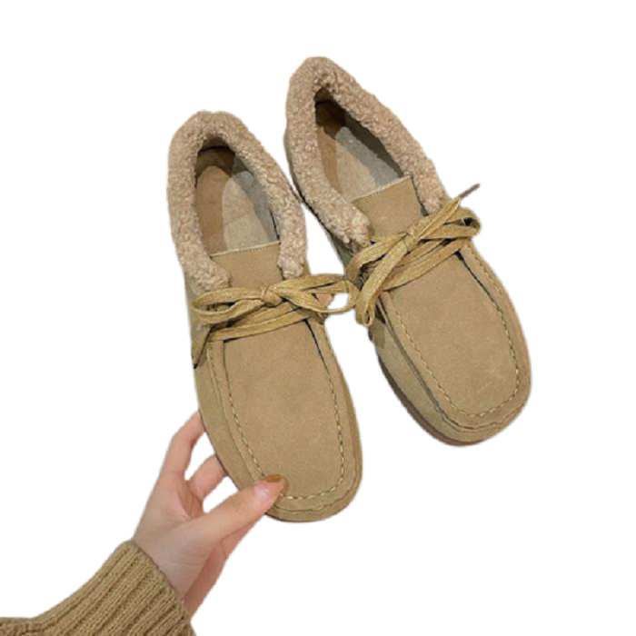 Bean shoes for women 2023 autumn winter new arrivals casual and versatile thickened and warm retro style flat cot