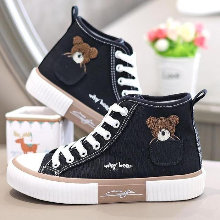 Pocket Bear High-top Shoes for Women, Ins Casual Sports All-match Canvas Shoes, 2023 New Style