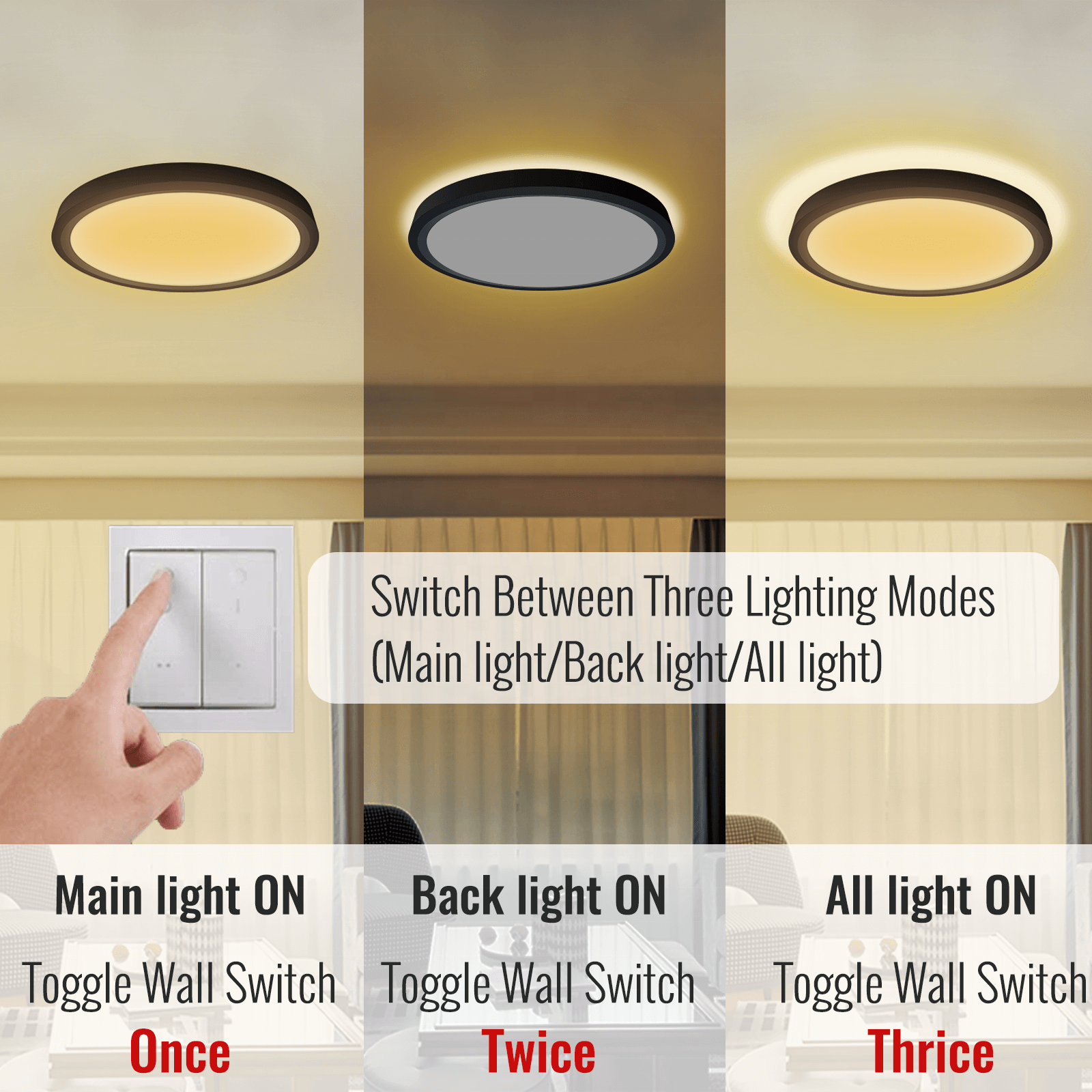 Remote Control Ceiling Light 12inch Lights for Home Ceiling 2700-5000K Modern Ceiling Light With ETL