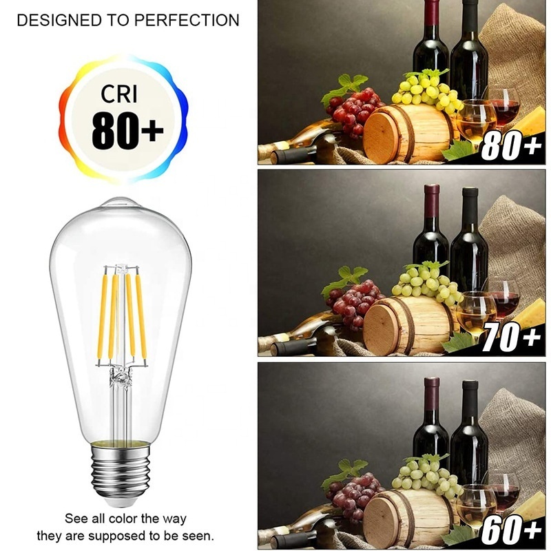 A19 E26 LED Bulb Energy Saving 4/8W Indoor Light Bulb Dimmable Filament Bulb Light with UL