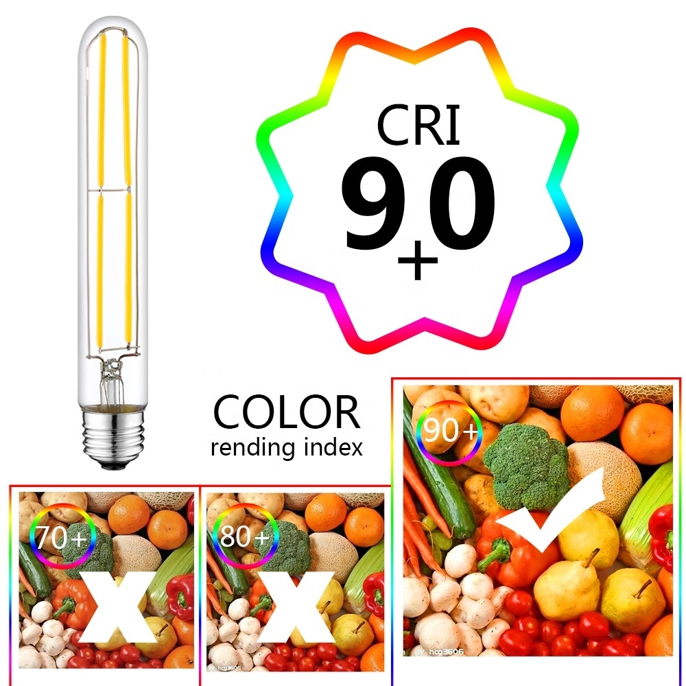 T10 E26 7.3inch Led Bulb Dimmable 2700K 6W Long Lighting Bulb High Quality Tubular Filament Glass Bulb