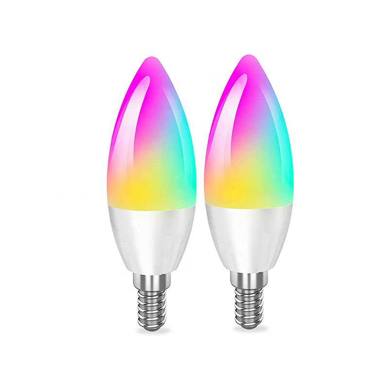 Biumart RGB Smart Light Bulb 2700-6500K Voice Remote Control Candle Shape Bulbs Dimmable Smart LED Light Bulb Wifi Alexa