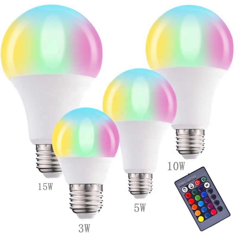 Biumart Disco 3W E27 B22 Remote Control Dimmable Multi Color Changing Smart Wifi Globe LED RGB Bulbs With CE ROHS