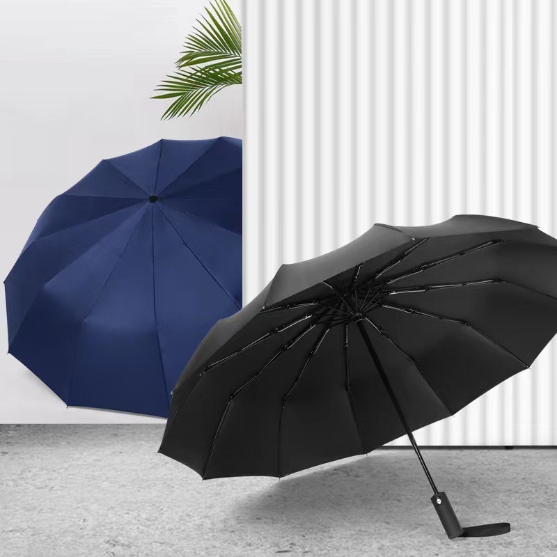 Biumart Automatic Umbrella Custom Logo Good Quality Super Light Rain Umbrella Portable Black Folding 8K Sunshade Umbrella