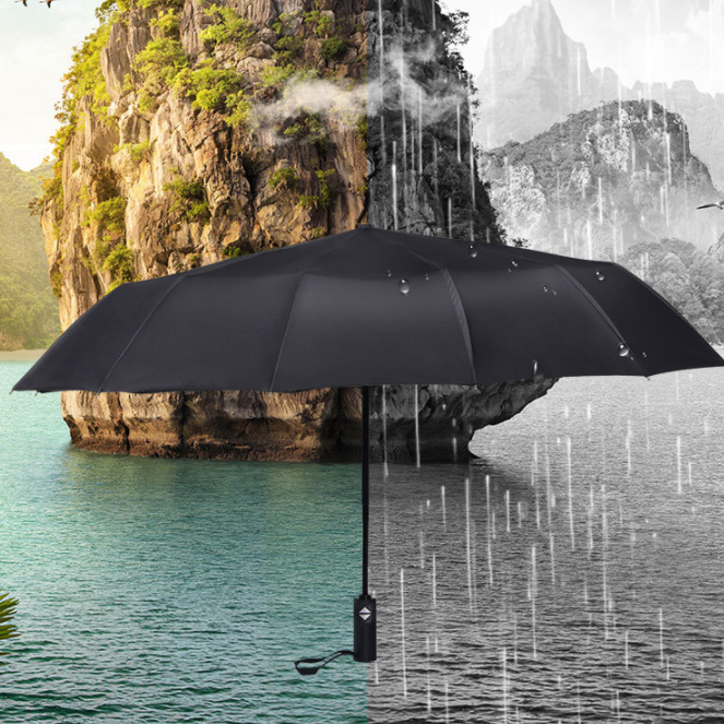 Biumart Automatic Umbrella Custom Logo Good Quality Super Light Rain Umbrella Portable Black Folding 8K Sunshade Umbrella