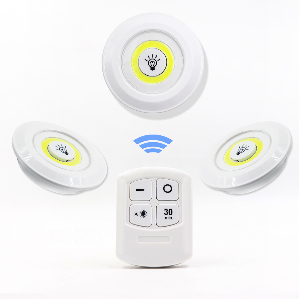 Biumart China Supplier Wholesale Cabinet Lights Wireless Remote Control LED Puck Lamp Under Kitchen Closet Timer Night Light