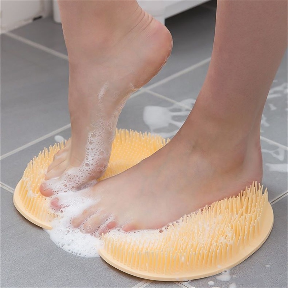 Biumart Bathroom Non-slip Foot Shower Mat Back Rubbing Foot Rubbing Body Scrubber Efoliating Mat