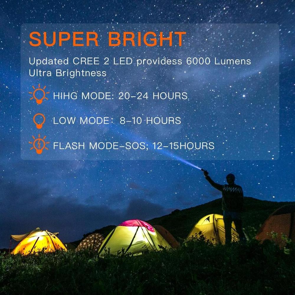 Handheld Spotlights 6000 lumens Super bright side light  Lantern Outdoor  searchlight for camping 4 in 1 LED flashlight