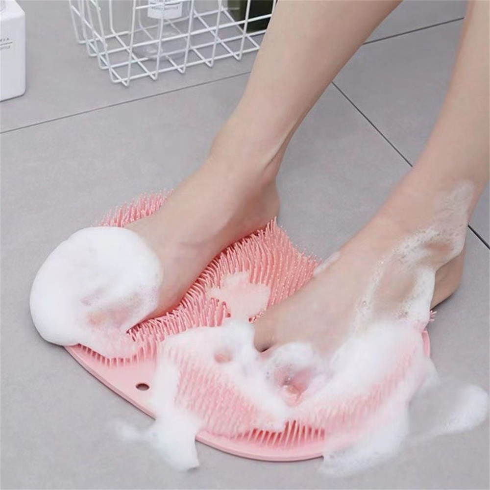 Biumart Bathroom Non-slip Foot Shower Mat Back Rubbing Foot Rubbing Body Scrubber Efoliating Mat