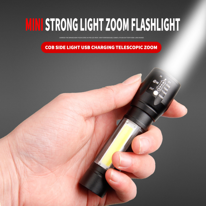 Biumart Mini Flashlights Portable COB Super Bright Pocket Flashlight Adjustable LED Torch Flash Light