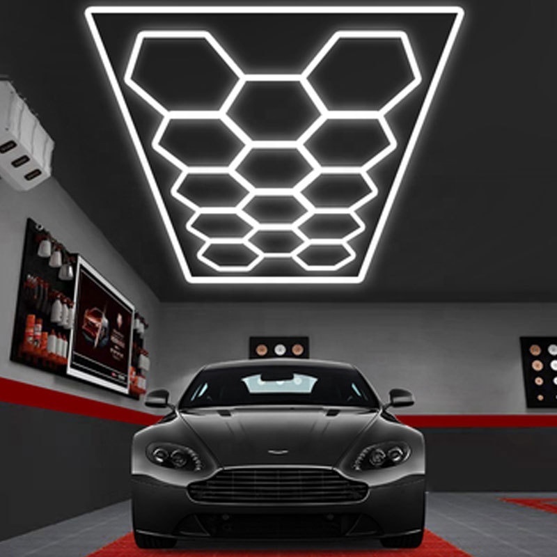 Biumart 2400*4800MM Hexagonal LED Light Workshop Ceiling LED Lights For Car Shop And Garage