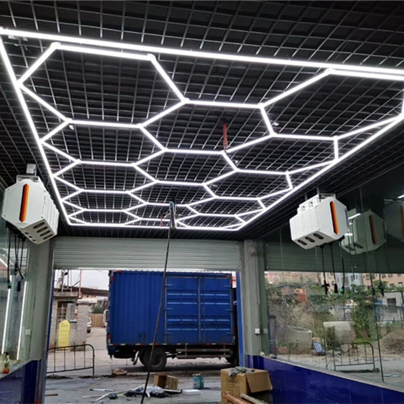 Biumart 2400*4800MM Hexagonal LED Light Workshop Ceiling LED Lights For Car Shop And Garage