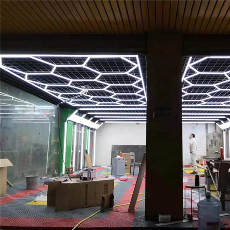 Biumart 2400*4800MM Hexagonal LED Light Workshop Ceiling LED Lights For Car Shop And Garage