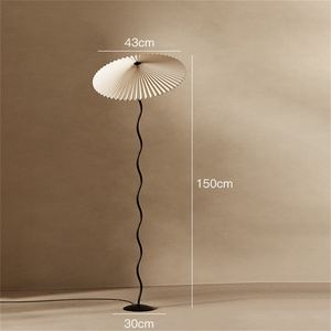 Biumart Design Floor Lamp Vintage Pleated Umbrella Minimalist Vertical Bedroom Floor Table Lamp