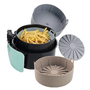 Biumart  Reusable Air Fryer Silicone Pot Accessories 16 19 22 CM Safe Air Fryer Basket Liner with Handle