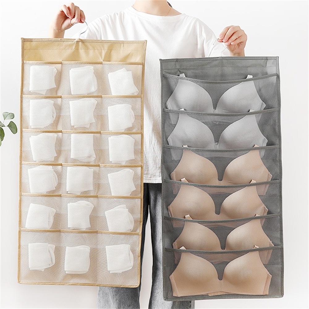 Biumart Closet Organizer Double Sided Underwear Storage Bag Folding Non-Woven Fabric Hanging Closet Organizer