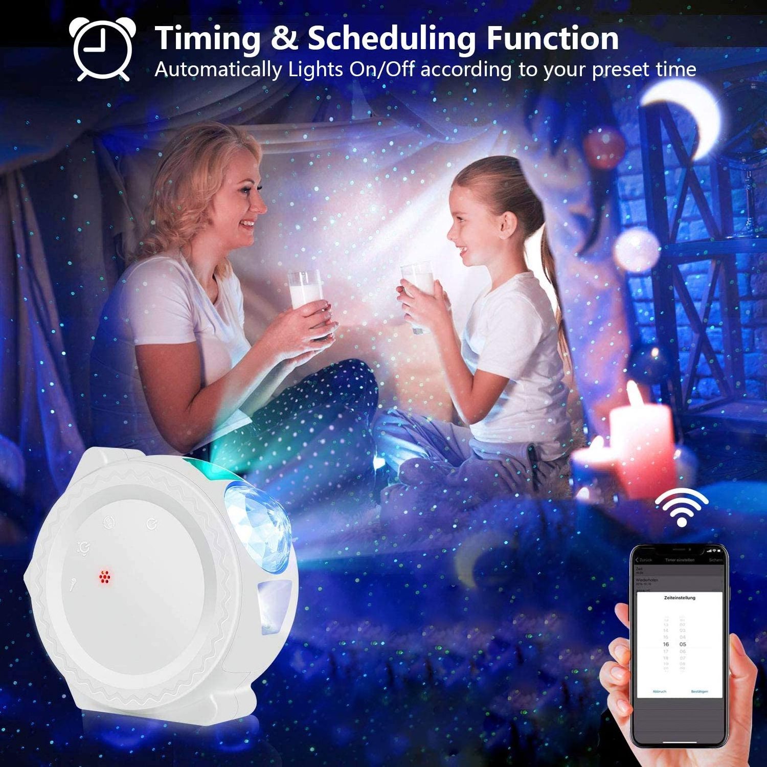 Biumart Star Starry Laser Galaxy Projector Night Light Wifi Sensor Rechargeable Moon Nebula Projector Night Light For Home Decor