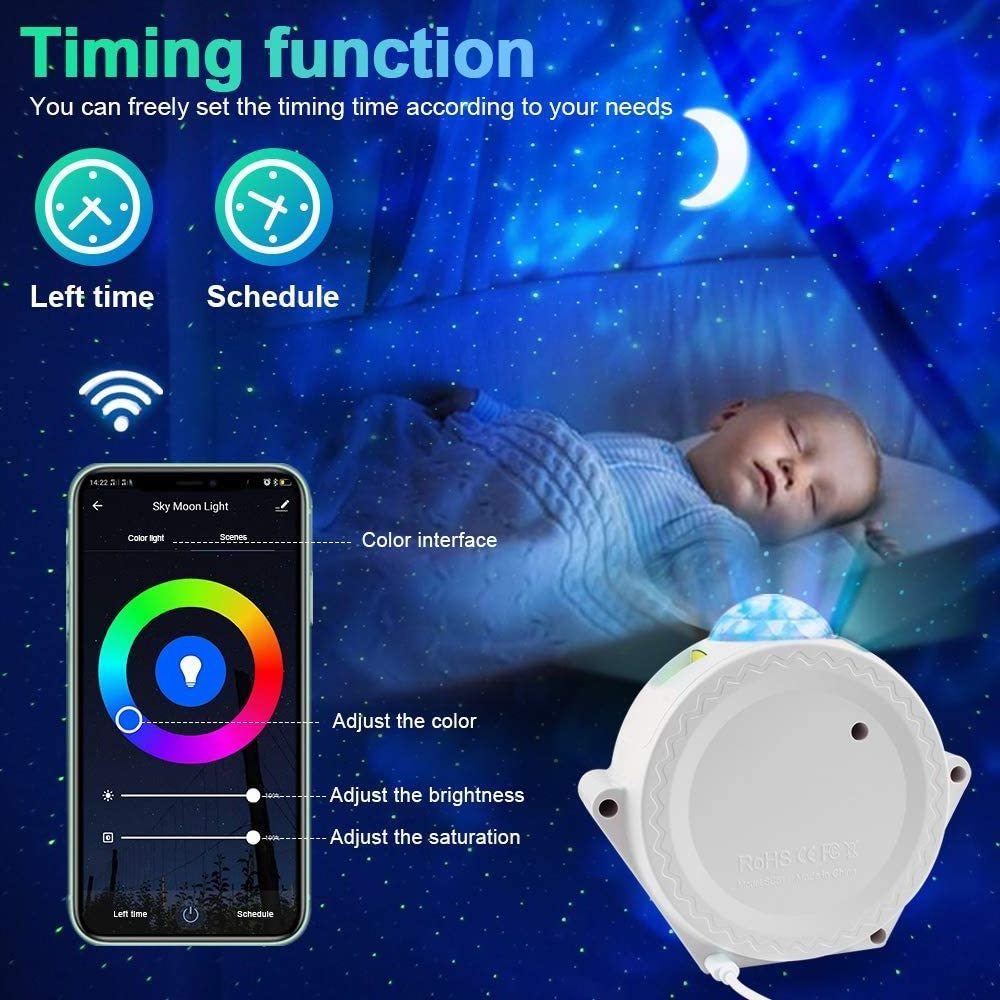 Biumart Star Starry Laser Galaxy Projector Night Light Wifi Sensor Rechargeable Moon Nebula Projector Night Light For Home Decor