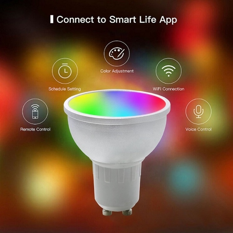 Biumart Smart Led Light Bulbs WIFI Alexa Google Adjustable 5 W RGB GU10 Lamp Dual-mode Control