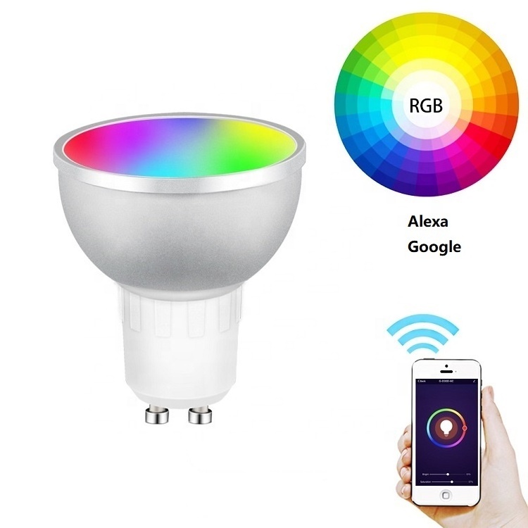 Biumart Smart Led Light Bulbs WIFI Alexa Google Adjustable 5 W RGB GU10 Lamp Dual-mode Control