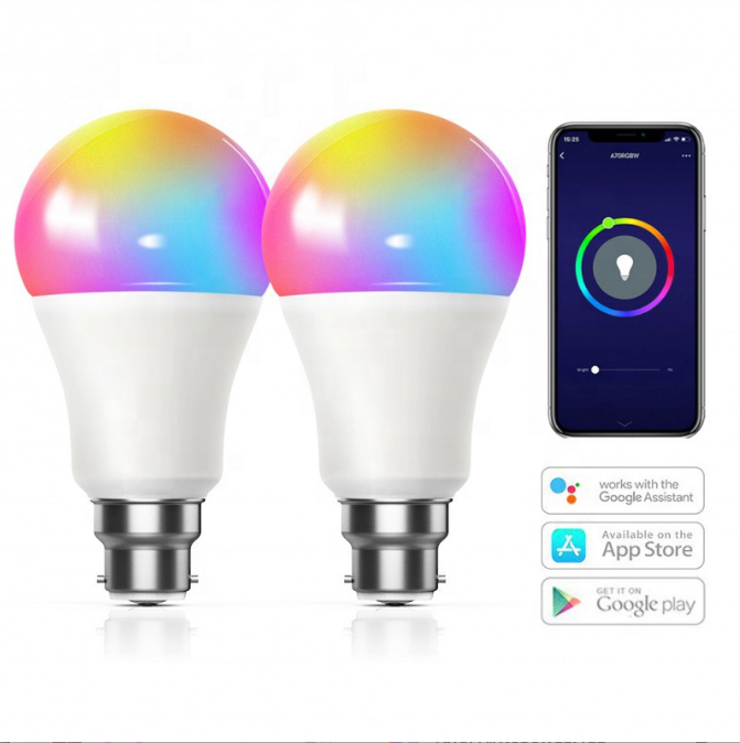 Biumart WiFi Smart Bulb Alexa Voice Control RGBCW Dimming Color A19 Graffiti Bulb