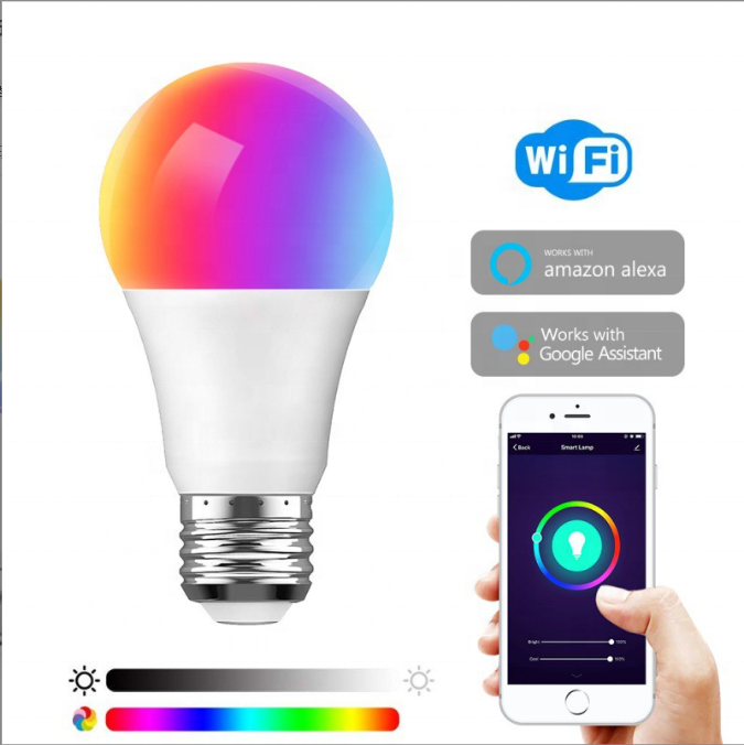 Biumart WiFi Smart Bulb Alexa Voice Control RGBCW Dimming Color A19 Graffiti Bulb