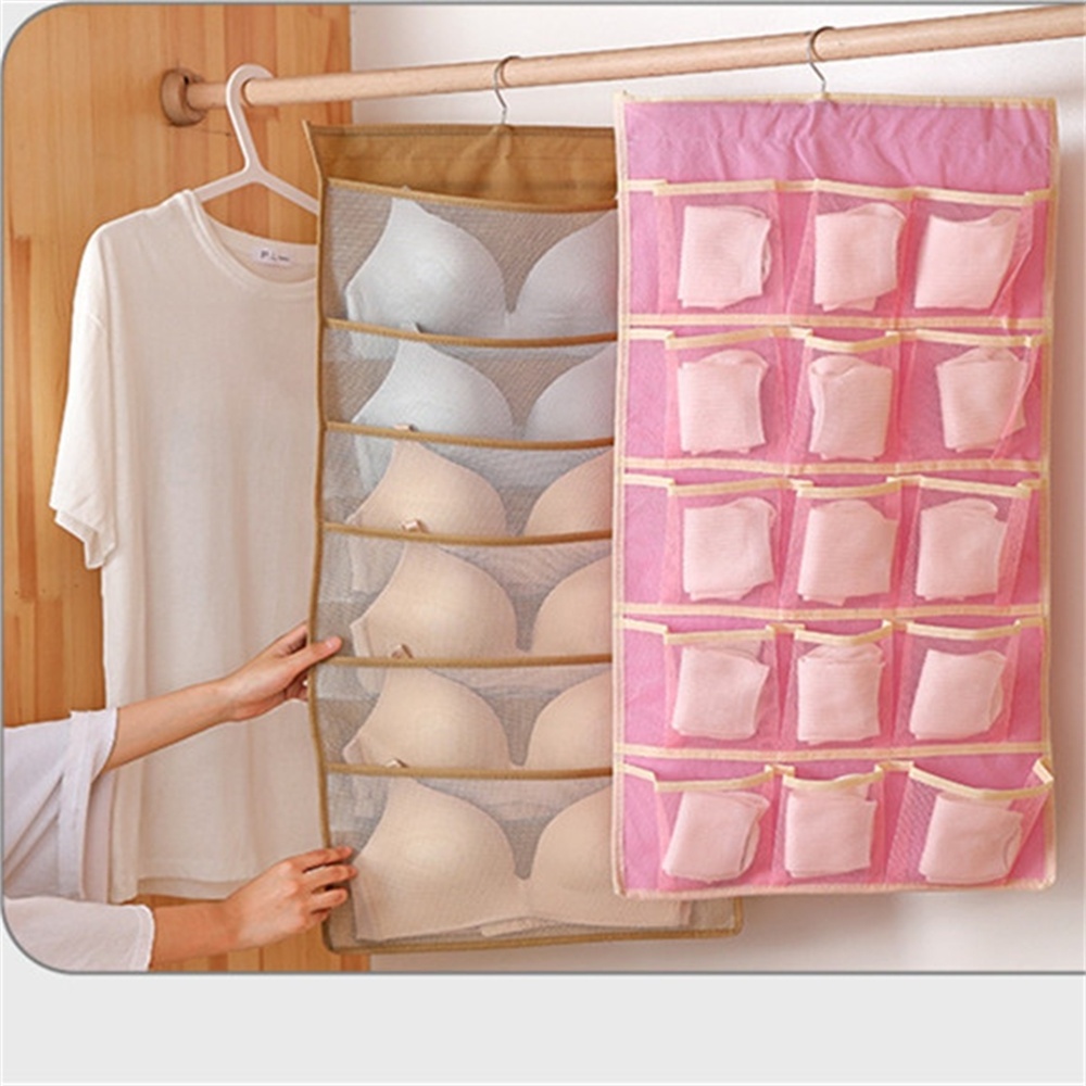 Biumart Closet Organizer Double Sided Underwear Storage Bag Folding Non-Woven Fabric Hanging Closet Organizer