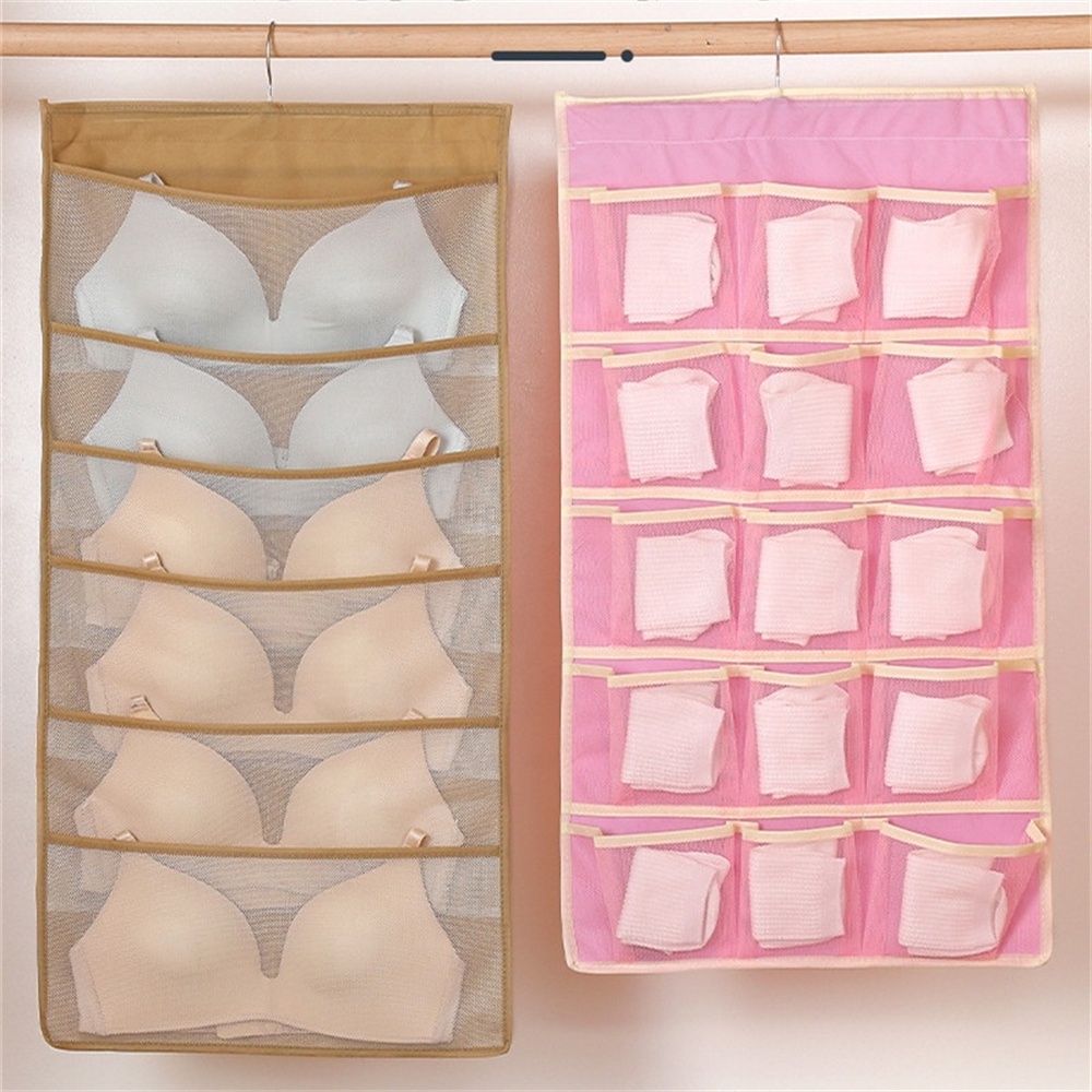 Biumart Closet Organizer Double Sided Underwear Storage Bag Folding Non-Woven Fabric Hanging Closet Organizer