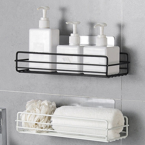 Biumart Bathroom Storage Rack Organizer Shelf Bathroom Shower Wall Shelf Without Drilling Iron Kitchen Bathroom Shelves