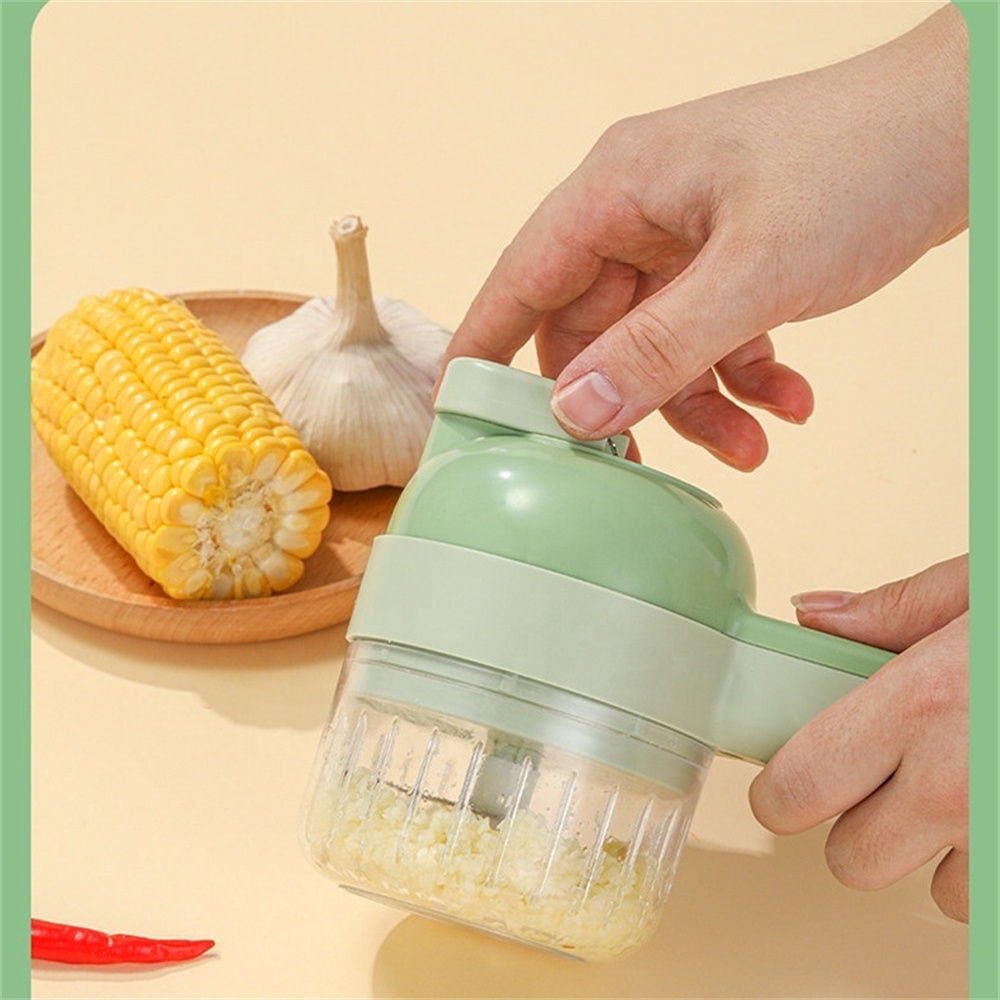 Biumart 4 in 1 Vegetable Chopper Electric Handheld Portable Multifunctional Garlic Mud Masher Chili Crusher