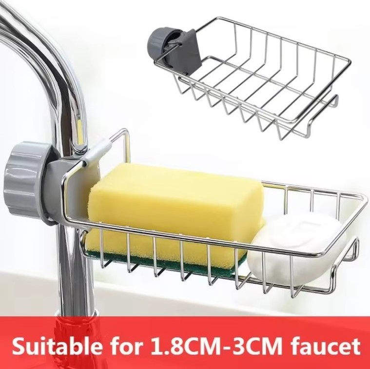 Wholesale Stainless Steel Faucet Rack Kitchen Storage Shelf Sponge Dish Cloth Drain Rack Pool Rag Storage Drain Dry Rack