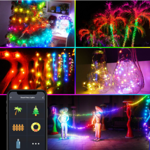 Biumart Christmas Led Light Bars Strip Outdoor Remote Control Changeable Colors BT 10M 66LED RGB String Lights Led Strip Light