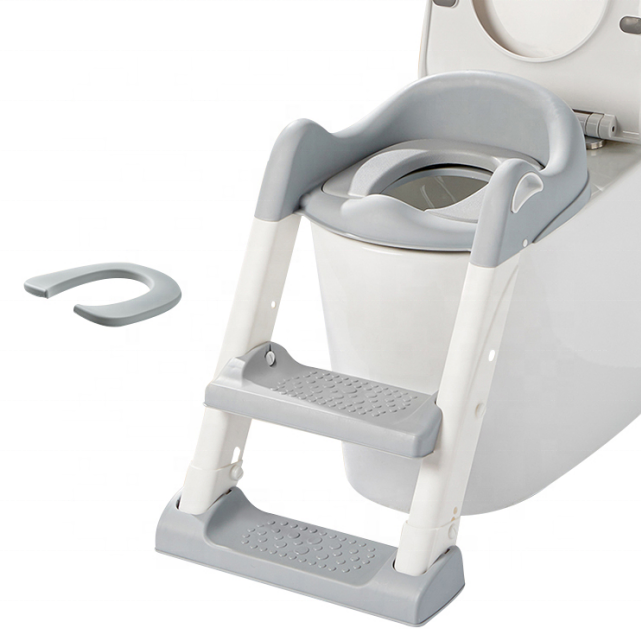 Biumart PP Baby Potty Toilet Training Seat Foldable Save Space Baby Kid Potty Training Chair with Double Side Handrail