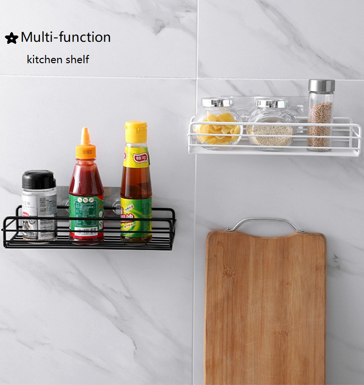 Biumart Bathroom Storage Rack Organizer Shelf Bathroom Shower Wall Shelf Without Drilling Iron Kitchen Bathroom Shelves