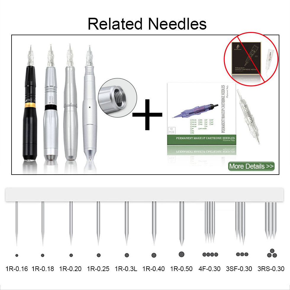 1R-0.18mm Nano Screw Cartridge Needle Biomaser Permanent Makeup Tattoo Needle Cartridge Eyebrow Permanent Makeup