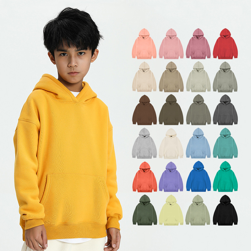 High Quality Long Sleeve Kids Sweatshirt 100% Cotton Children's Hoodies Custom Blank Fleece Boys Hoodie Printing