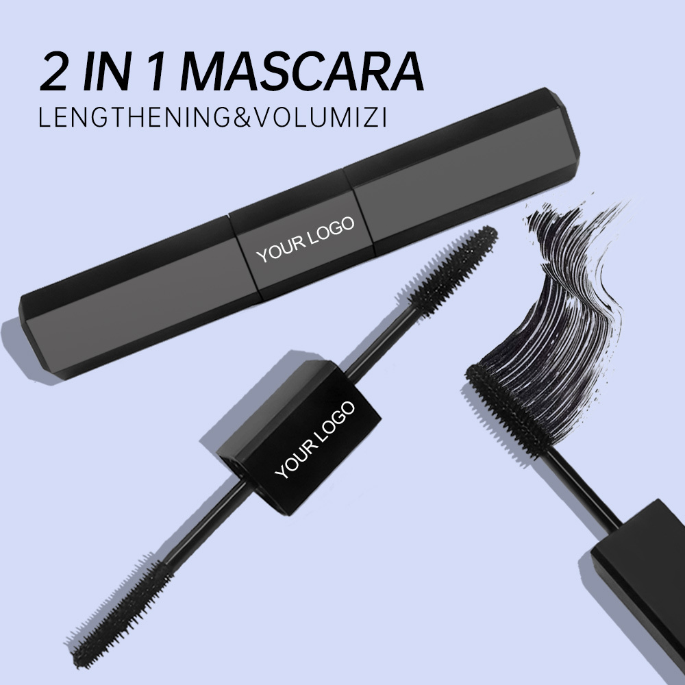 Hot Selling Double Headed Mascara New Makeup 2 In1 Eye Lash Black Waterproof 4d Silk Fiber Eyelash Mascara