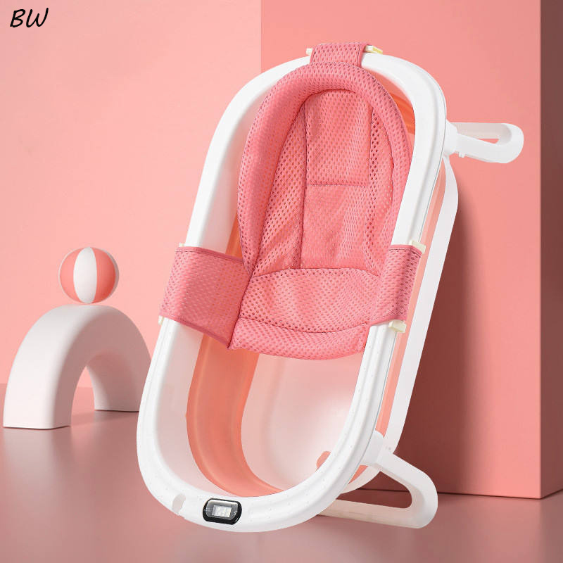 Good quality kids tab baby bathing basin support children folding foldable bathtub with soft mat baby bath tub with thermometer