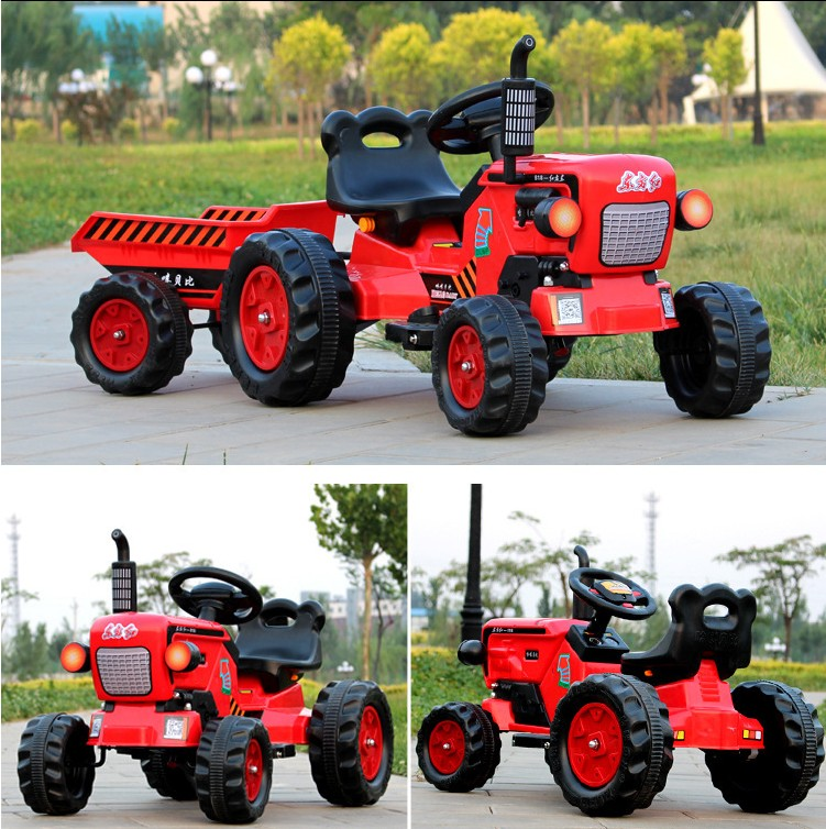 Wholesale  kids electric pedal tractor with tailer /Red color truck model tractor toy kids electric car  ride on  tractor toys