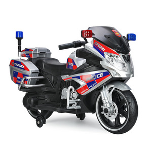 2021 cheap ride on mini motorcycle police car with music lights/four wheels two-seat child motorcycle electric kids motorbike