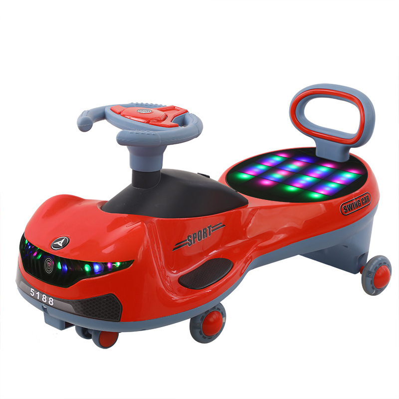 Hot-selling children twist car swing car with cool lights and music OEM wholesale China baby cheap electric kids wiggle slidecar