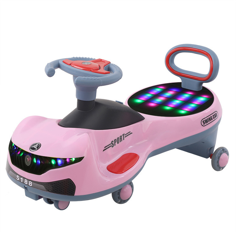 Hot-selling children twist car swing car with cool lights and music OEM wholesale China baby cheap electric kids wiggle slidecar