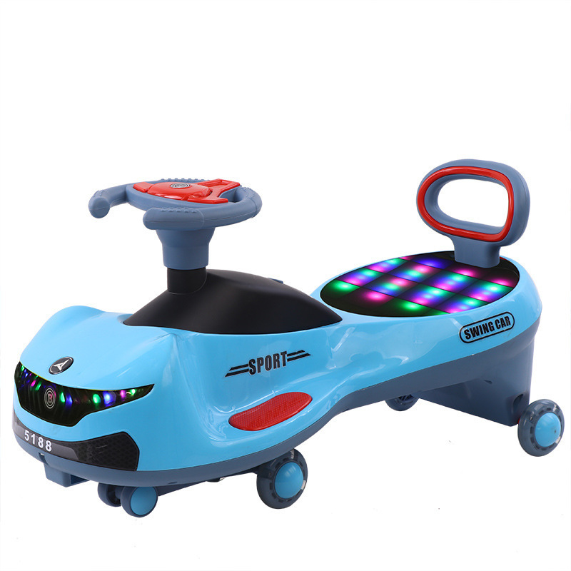 Hot-selling children twist car swing car with cool lights and music OEM wholesale China baby cheap electric kids wiggle slidecar