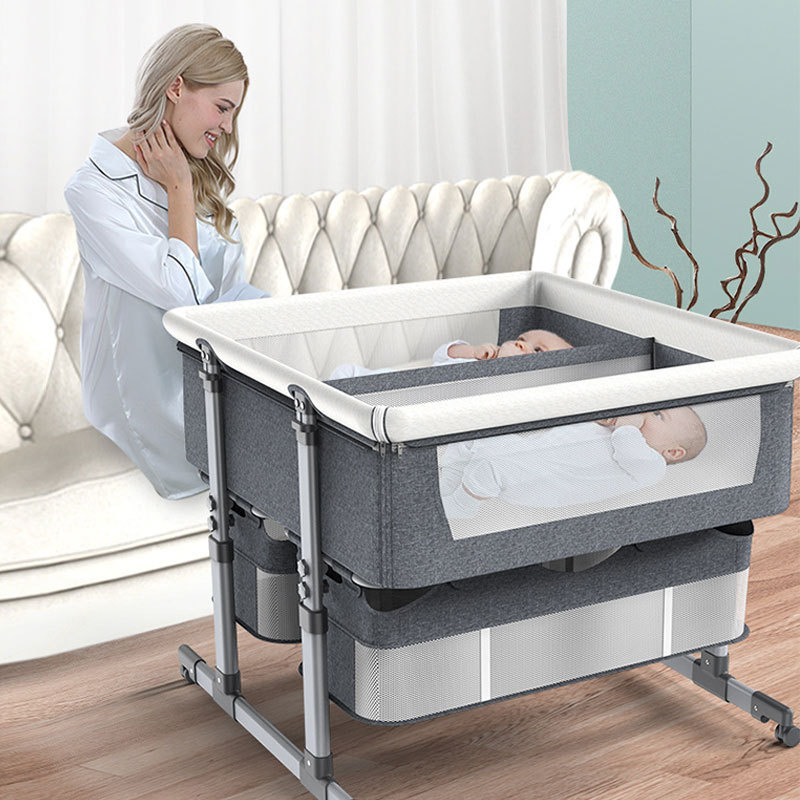 Baby Bed City Sleeper Bassinet for Twins - Adjustable Height Portable Crib with Wheels/multi-function baby cots Twin Sleeper