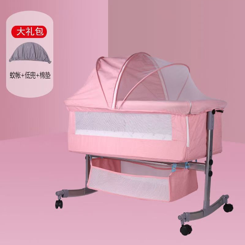 2022  Manufacturer New Born  Pretty 2 IN 1 Crib   Baby Sleeping Cradle Swing Adjustable Height Baby Cribs Baby Bed Swing Cradle