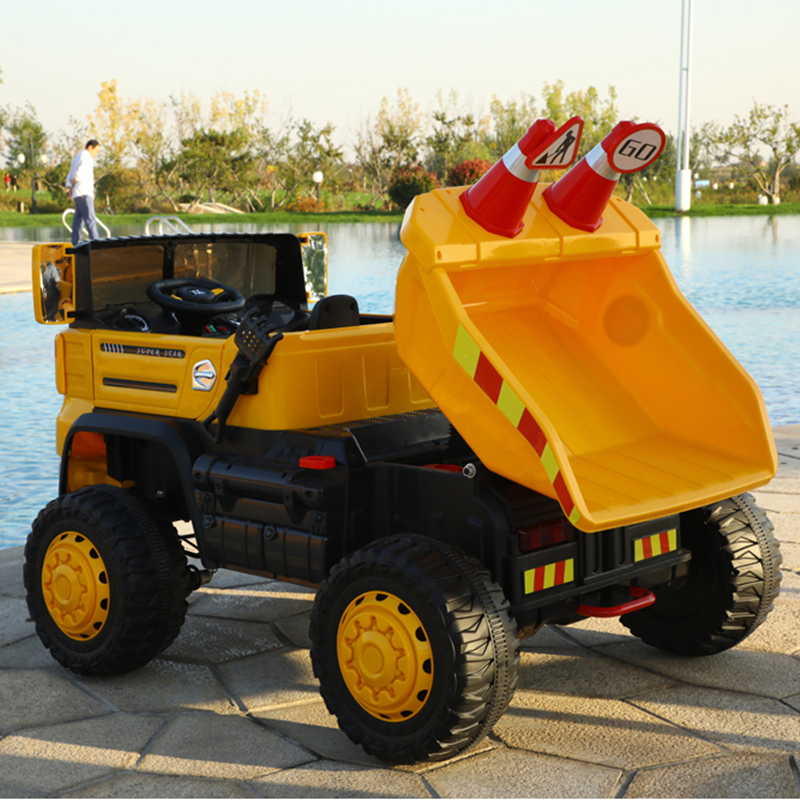 2022 Popular 2.4G remote control dump truck/2 seats Four-Wheel drive kids electric ride on car with automatic rising tipper