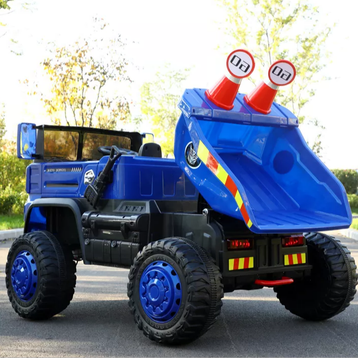 2022 Popular 2.4G remote control dump truck/2 seats Four-Wheel drive kids electric ride on car with automatic rising tipper