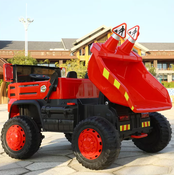 2022 Popular 2.4G remote control dump truck/2 seats Four-Wheel drive kids electric ride on car with automatic rising tipper