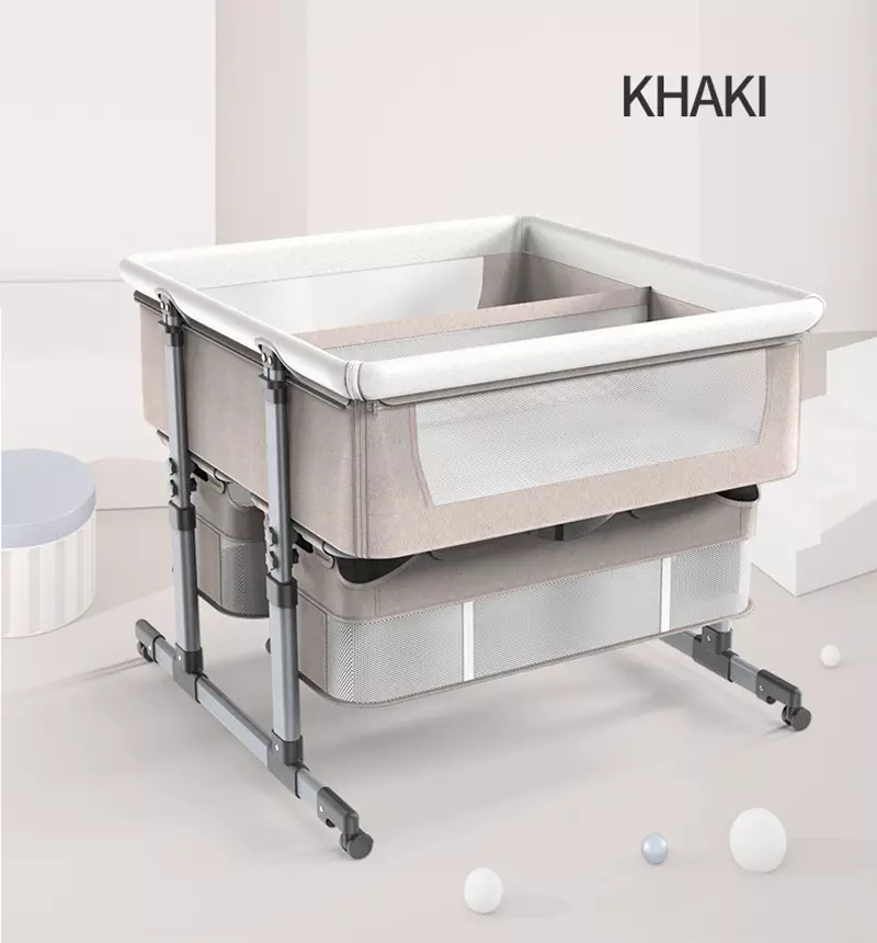 Wholesale High Quality Twin Baby Crib/foldable height adjustment stitching bed Baby Cradle/Portable Twins Baby Cot Beside Cribs